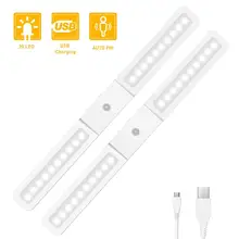 20 светодиодный ночной Светильник USB Перезаряжаемые инфракрасный датчик движения Сенсор светильник для шкафа шкаф лестницы Кухня Спальня(комплект из 2 предметов