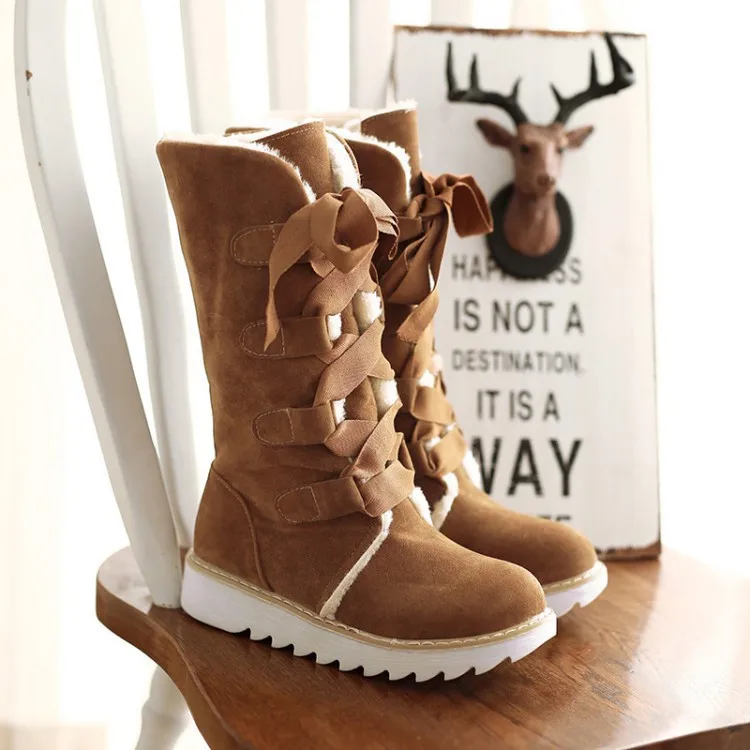 

Shoes Lace Up Low Heels booties Women's Rubber Boots Australia Bootee Woman 2019 Round Toe Booties Ladies Rain Mid Calf Snow