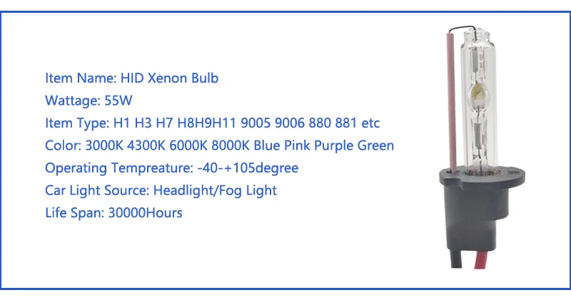 Xenon H1 H7 H11 H3 55 Вт мини балласт комплект HID автомобильный головной светильник противотуманный светильник ксеноновая лампа 12 В 4300 К 6000 К розовый фиолетовый Замена галогенной лампы