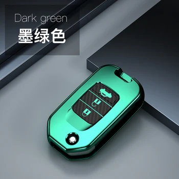 

Carbon Fiber TPU Car Key Case For Honda Civic X-RV Jazz Greiz Crdder 3 Buttons Folding Remote Fob Protector Cover Keychain