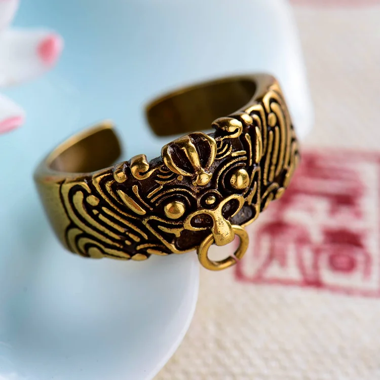 

Кольцо Kaiguang Taotie, мужское и женское модное ретро кольцо с лицом животного, кольцо для влюбленных, желаем удачи властителя Тай