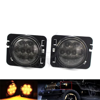 

Car fog side Marker Front Fender Flares Parking Lights For Jeep Wrangler JK Turn Signal lamp Bulb Smoke Yellow Amber light LED