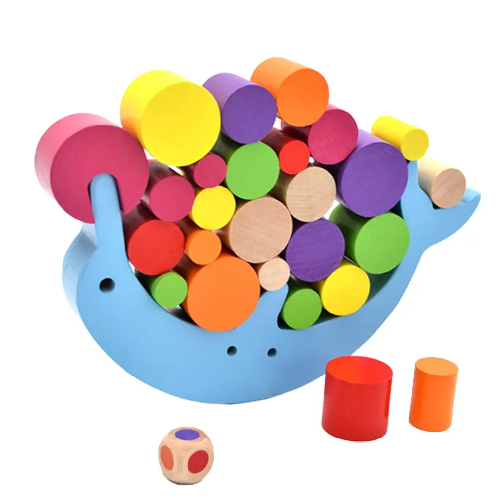 

Children'S Wooden Stacks Of High Dolphin Balance Beam Building Blocks Toys Puzzle Early Education Desktop Toys