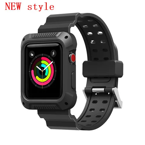 Ремешок для спортивных часов для Apple Watch 5 4 band case iwatch 3 2 1 band 42 мм 38 мм 44 мм 40 мм защитное покрытие часов аксессуары - Цвет ремешка: new black