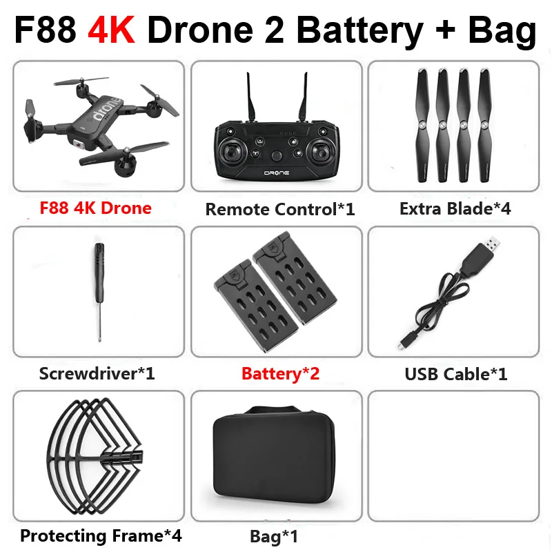 F88 складной Профессиональный Дрон с камерой 4K WiFi FPV широкоугольный оптический поток RC вертолет Квадрокоптер игрушки SG106 E58 XS816 - Цвет: F88 4K 2B B