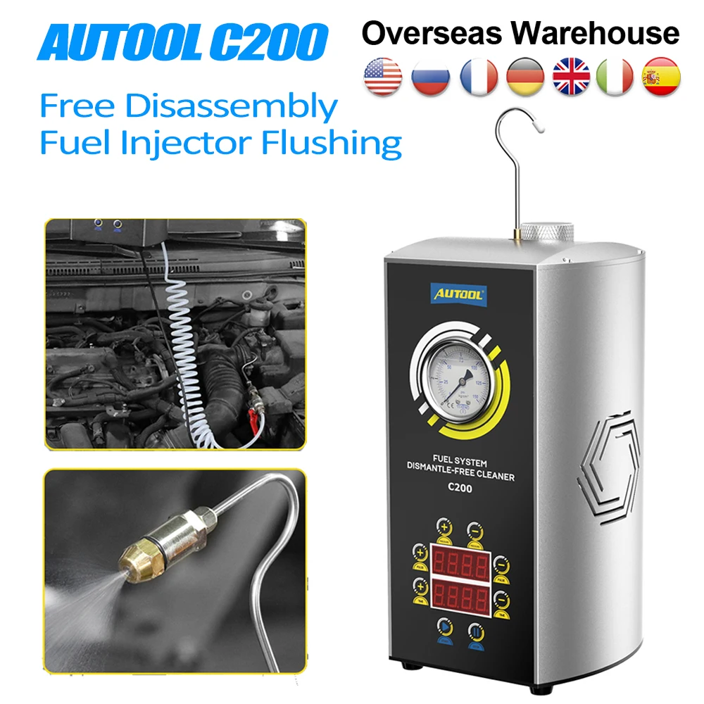 US $219.00 NEW AUTOOL C200 Injector Flushing Cleaning Nozzles Free Disassembly Fuel Injector Cleaning Machine EFI Throttle Tools