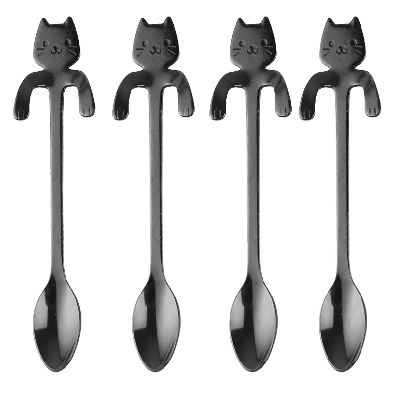 

Stainless Steel Mini Cat Kitten Spoons for Coffee Tea Dessert Drink Spoon Lovely Cats Spoons Tableware Set Kitchen Supplies 4-Pc