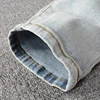 Men Crystal Holes Ripped Patchwork Jeans Streetwear Light Blue Denim Slim Skinny Pencil Pants Trousers 5