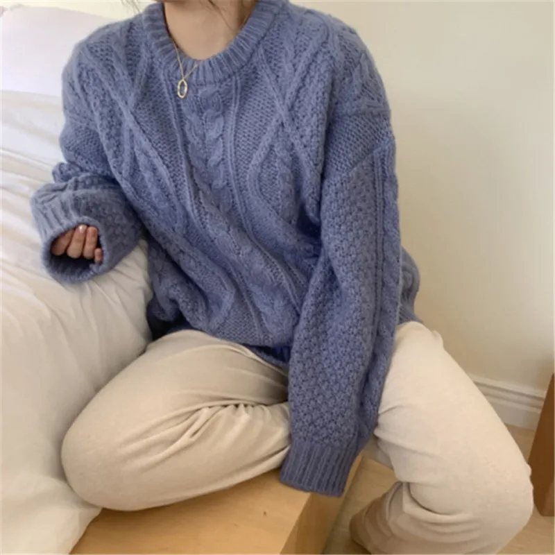 RUGOD Chic Diomand твист узор толстый пуловер для женщин с длинным рукавом Simplee твердые цветные джемперы