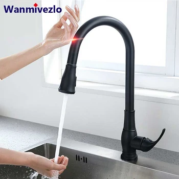 

Matte Black Sensitive Smart Touch Control Kitchen Faucet Stainless Steel Pull Out Touch Sensor Pull Down Kitchen Sink Mixer Tap