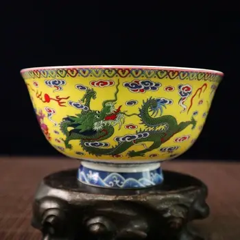 

Chinese old porcelain Pastel Panlong Painting bowl Chinese meal bowl