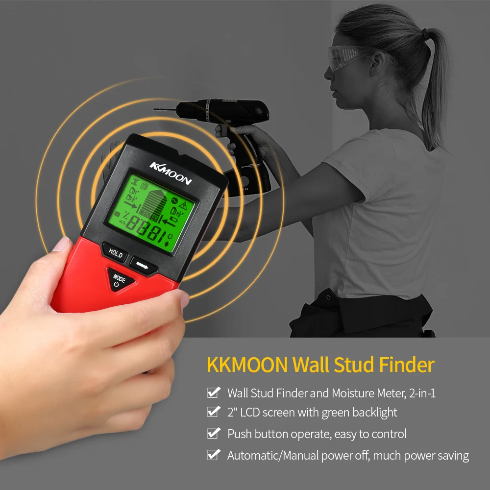 

KKmoon Wall Stud Finder & Level Gauge 2-in-1 Stud Detector Digital Metal Detector Studs/Wood/Metal/AC Wires Detecting