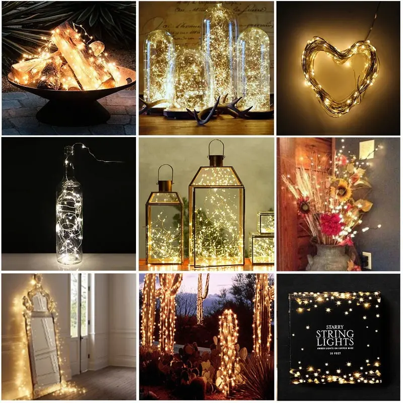 Рождественский светильник s медный провод светодиодный светильник для бутылки вина Сказочный светильник 1 м 2 м 3M 5 м 10 м вечерние свадебные украшения для домашней комнаты гирлянда