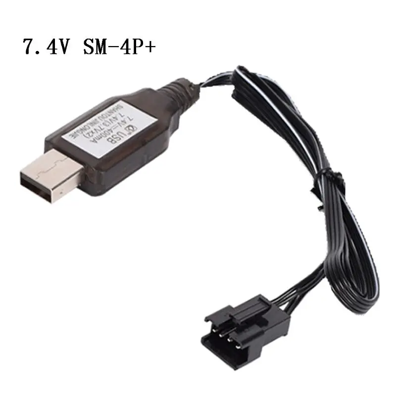 1Pc 7.4v (3.7v x2) Charger SM-4P Li-ion battery Electric RC Toys car boat USB Charge Cable Charger Adapter