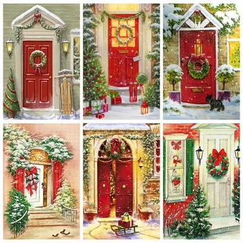 

HUACAN Diamond Painting Full Square Christmas Diamond Embroidery Sale Door Mosaic Landscape Handicraft Handmade Gift