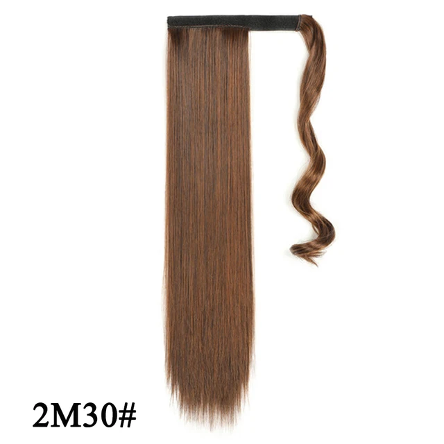 Leeons 20'' Synthetic Ponytail Hair pieces Heat Resistant Fiber Straight Ribbon Clip In Hair Extension 21 colors Brown Black 2m30