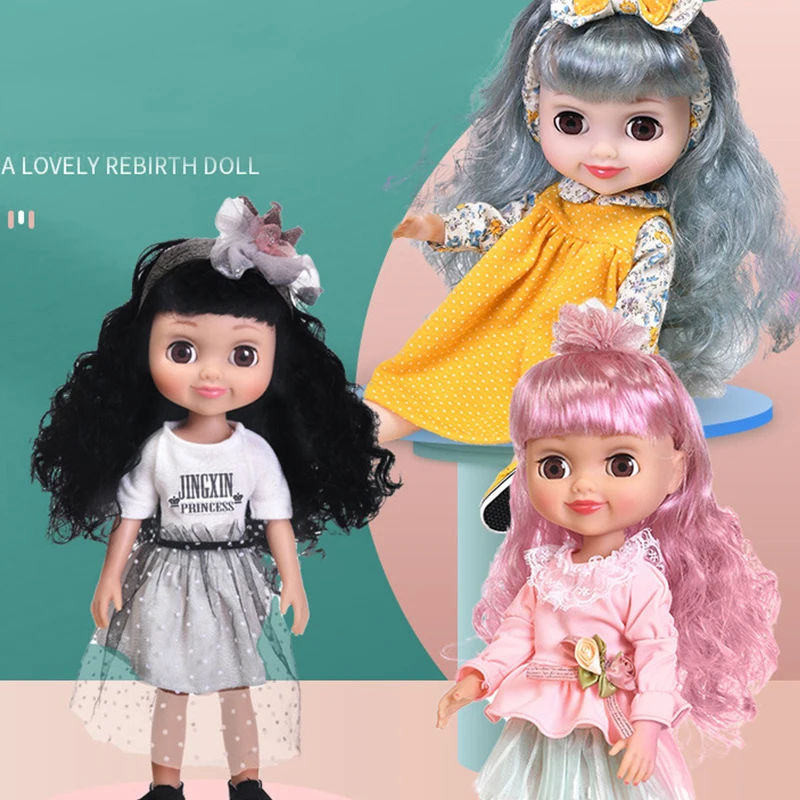 

New 16 inch cute girl doll full vinyl American baby reborn doll realistic dress up simulation doll children's toys gift bjd