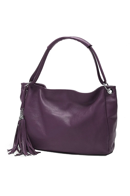 

Women Handbag PU Leather Zipper Closure Tassel Crossbody Shoulder Bag Purple