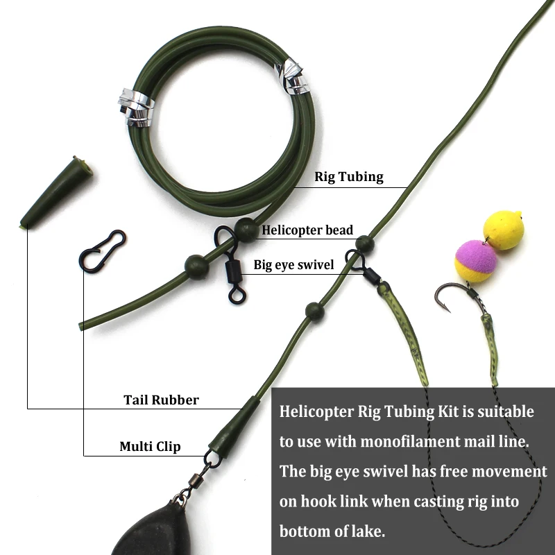 Safety Clips mit Camo Tubing Helicopter Kit-Silicone rigs von Behr Red Carp 