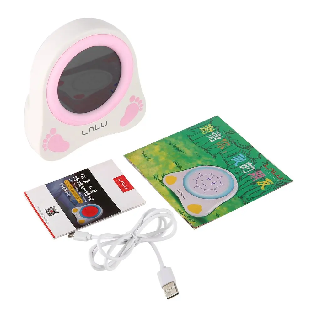 

LALU Chidlren Sleep Trainer Alarm Clock Lovely Pattern Simulation of Diurnal Change Graphic Reminder with Story Book Kids Gift