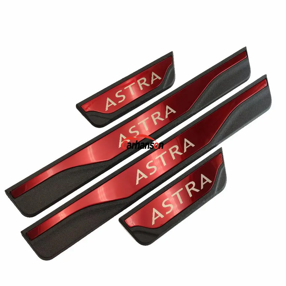 Автомобильная наклейка для Opel Vauxhall Astra, Накладка на порог, аксессуары для стайлинга, Авто Накладка, защита из нержавеющей стали 2010 - Цвет: Красный
