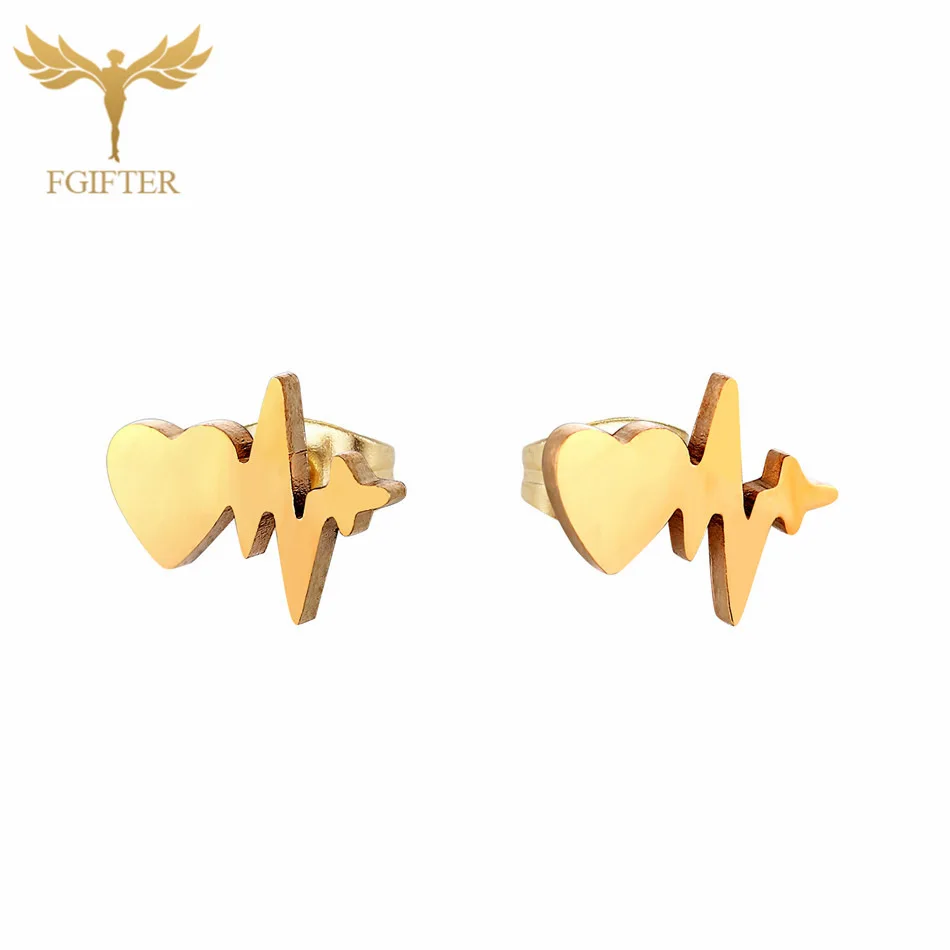 Heart earrings Теплые рождественские подарочные серьги с изображением сердца, серьги с изображением семьи, папы, мамы и детей, рождественские серьги,, золотые серьги-гвоздики из нержавеющей стали - Окраска металла: Heart earrings