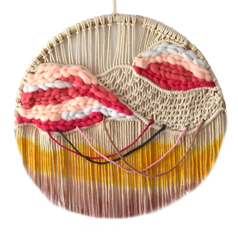 

Round Tapestry Nordic Hand-woven Wall Hanging Round Lace Tapestry Home Wall Decoration #SW