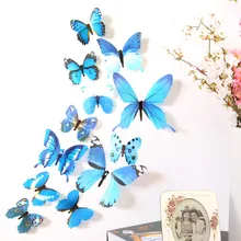 12 наклеек, наклейки, наклейки на стену, украшение дома, 3D бабочка, радуга, пасторальный стиль, товары для украшения дома
