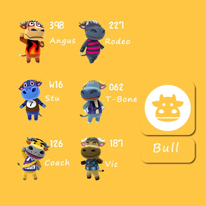 Bull Soorten Animal Crossing Kaart Amiibo Kaarten Werken Voor Ns 3DS Card New Horizons|Toegangscontrolekaarten| - AliExpress