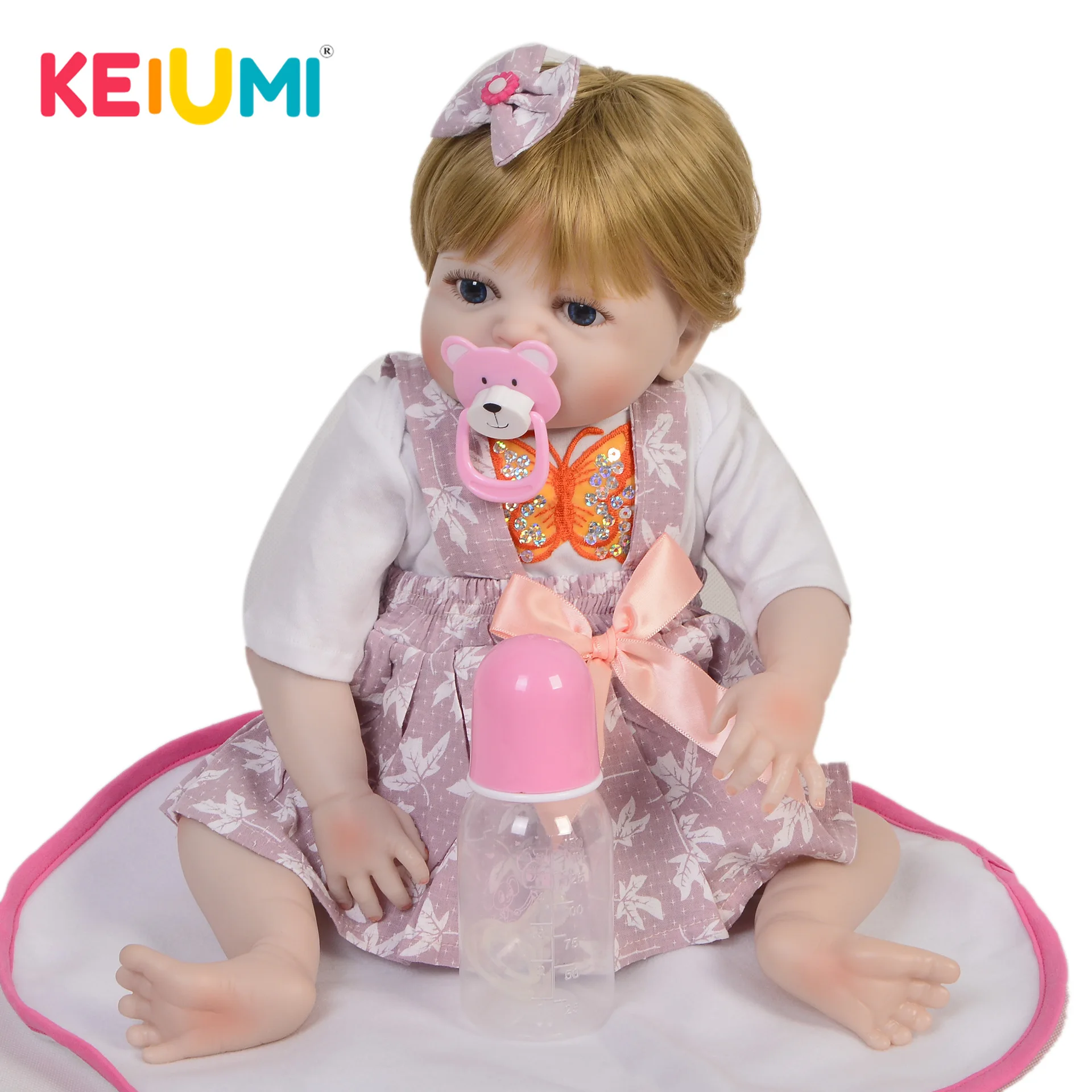  Keiumi 19-Inch All Silica Gel Reborn Baby Doll Reborn Baby GIRL'S Model Infant Safe Non-toxic