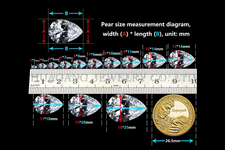 Одно отверстие AAAAA Груша Форма блестящий белый кубический цирконий камень для ювелирная работа 4x6~ 15x20 Высокое качество