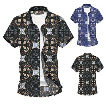 

2020 Men Beach Printing Shirt Hawaii Short Sleeve Flower Shirt Male Chao