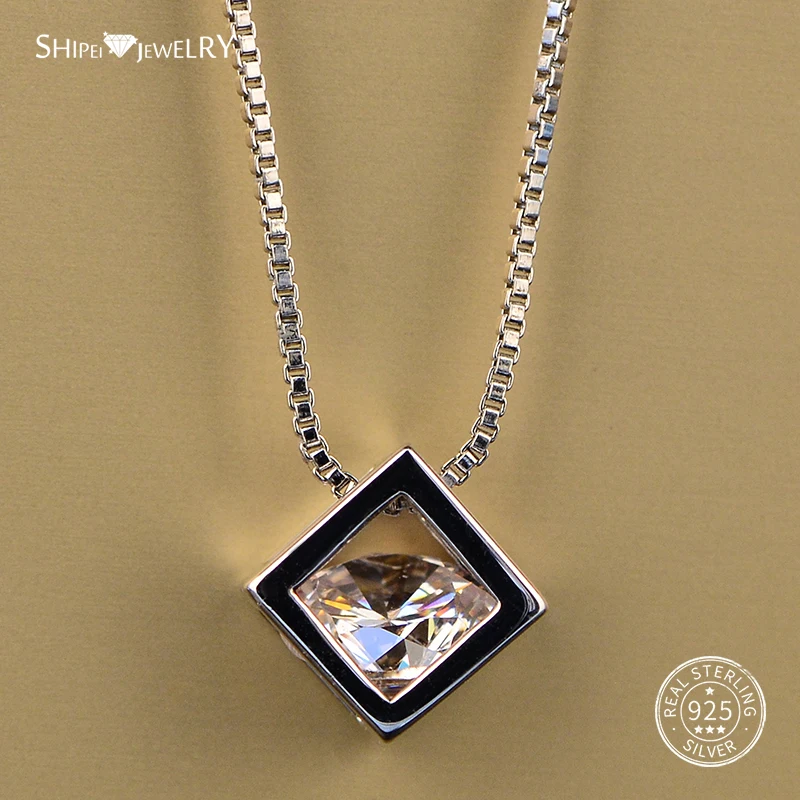 Shipei серебряное 925 ювелирное волшебное квадратное ожерелье для женщин, хорошее ювелирное изделие, 925 пробы Серебряное ожерелье с подвеской из муассанита