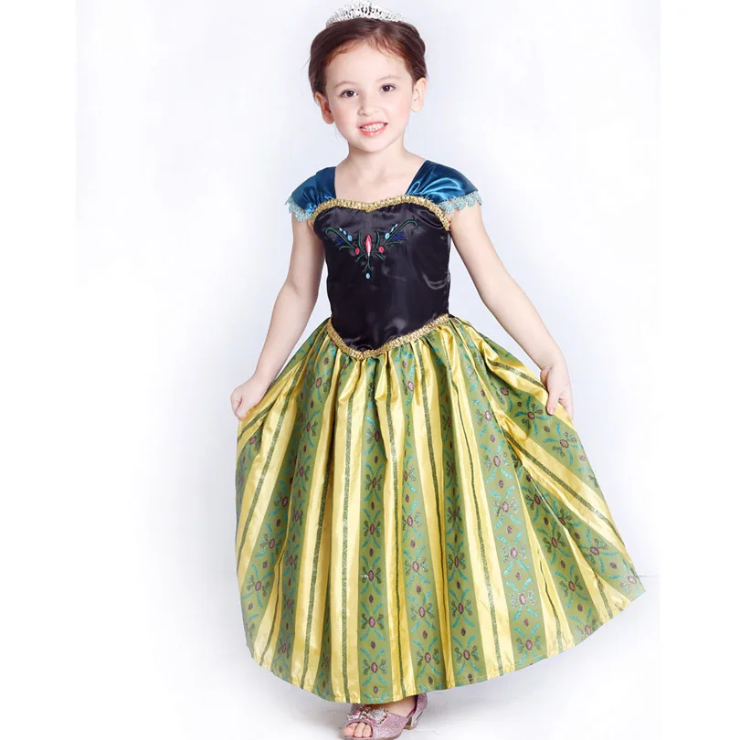 Платье для маленьких девочек платья снежной принцессы с героями мультфильмов платья Эльзы костюм Анны одежда для маленьких детей Детский От 3 до 12 лет на Хэллоуин Сказочный Стиль