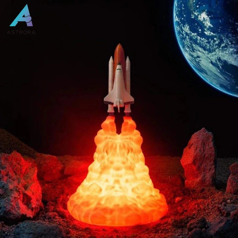 

ASTRORA 3D Print Space Shuttle Night Light Table Desk Lamp Home Decor For Space Fans Rocket Lamp USB Rechargeable Bedside Lamp