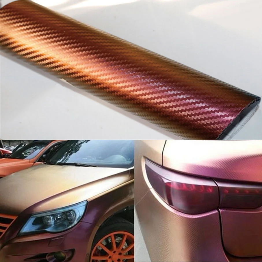 50cm * 200/300/600 Chamäleon 3D Carbon Faser Vinyl bronze zu rot Car  Wrapping Folie Carbon Faser Auto dekoration Aufkleber DIY Styling -  AliExpress