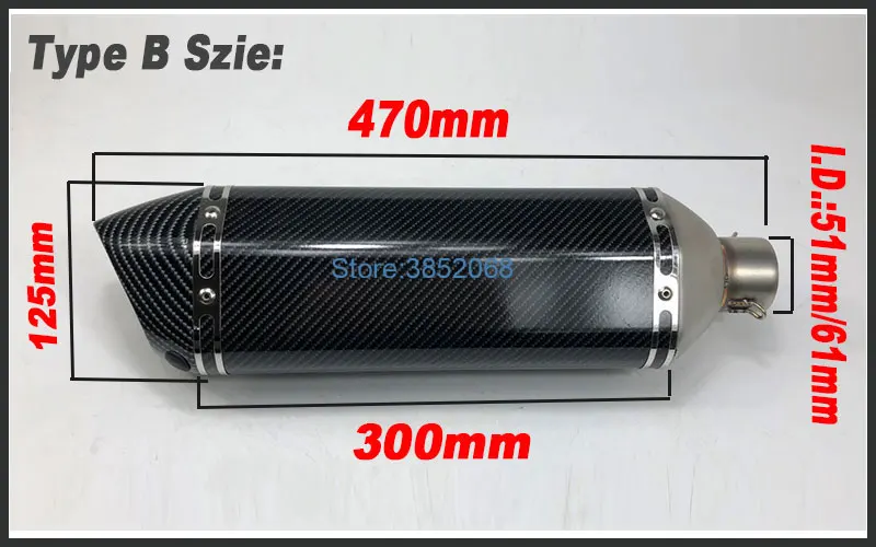570 мм/470 мм/380 мм Универсальный 61 мм/51 мм Akrapovic глушитель для мотоцикла из нержавеющей стали глушитель для выхлопной трубы