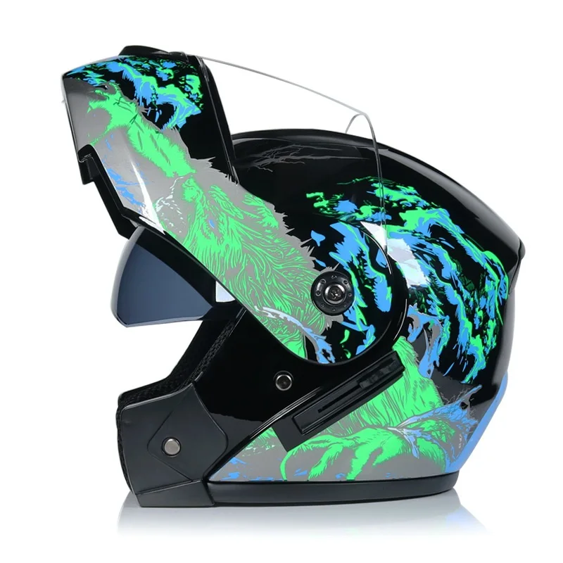 wolf2 clear visor Moto rcycle Шлем S женские флип-ап шлемы moto rbike двойной козырек Шлемы casco moto полное лицо человек мото rcycle рыцарский шлем - Цвет: wolf2 clear visor