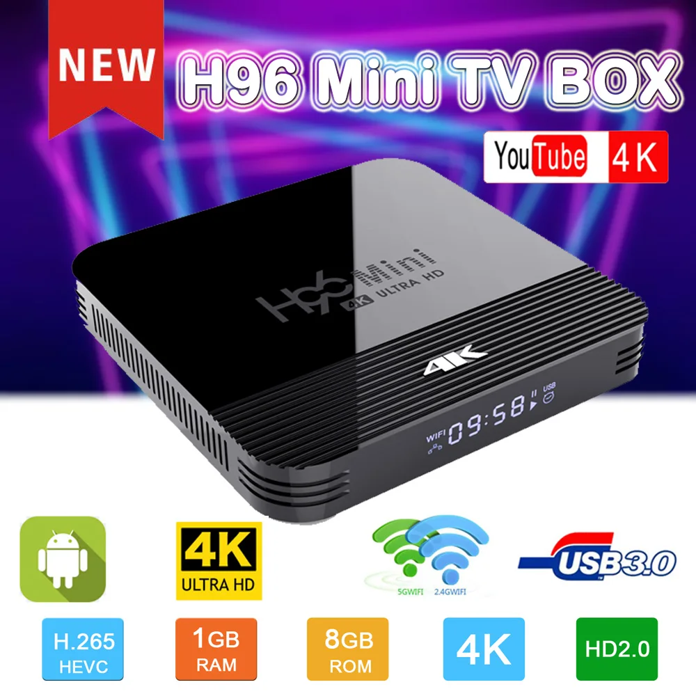 

tv box h96 android 9.0 samrt box tv rockchip RK 3228A Bluetooth dual wifi 4K BT4.0 set top box Russia tv box h.265 h96 mini