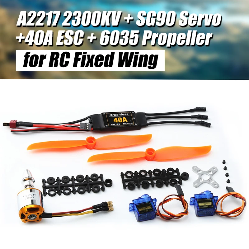 

A2217 2300KV Brushless Motor 40A ESC SG90 9G Micro Servo 6035 Propeller Power System Combo for RC Fixed Wing Plane Helicopter