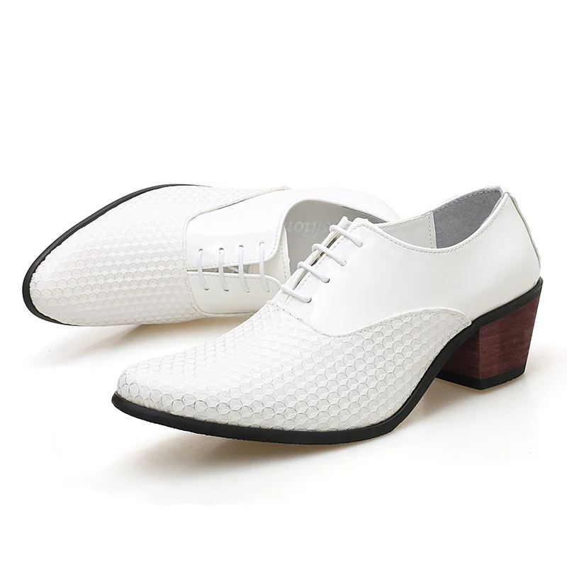 Man Dress High Heel Shoes Handmade Italian Style Party Wedding Men Shoes Leather Business Formal Elevator Men