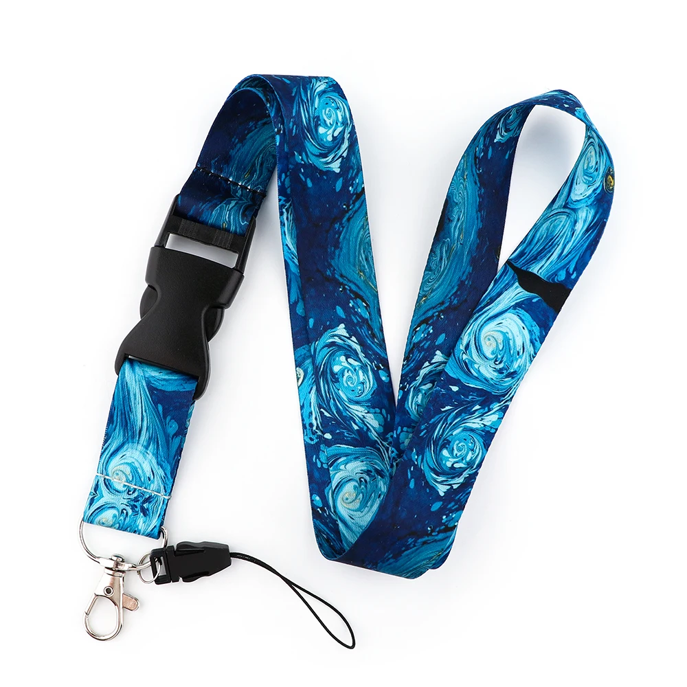 

Flyingbee Van Gogh Starry Sky Painting Art Key Chain Buckle Lanyard Neck Strap For Phone Keys ID Card Creative Lanyards X2355