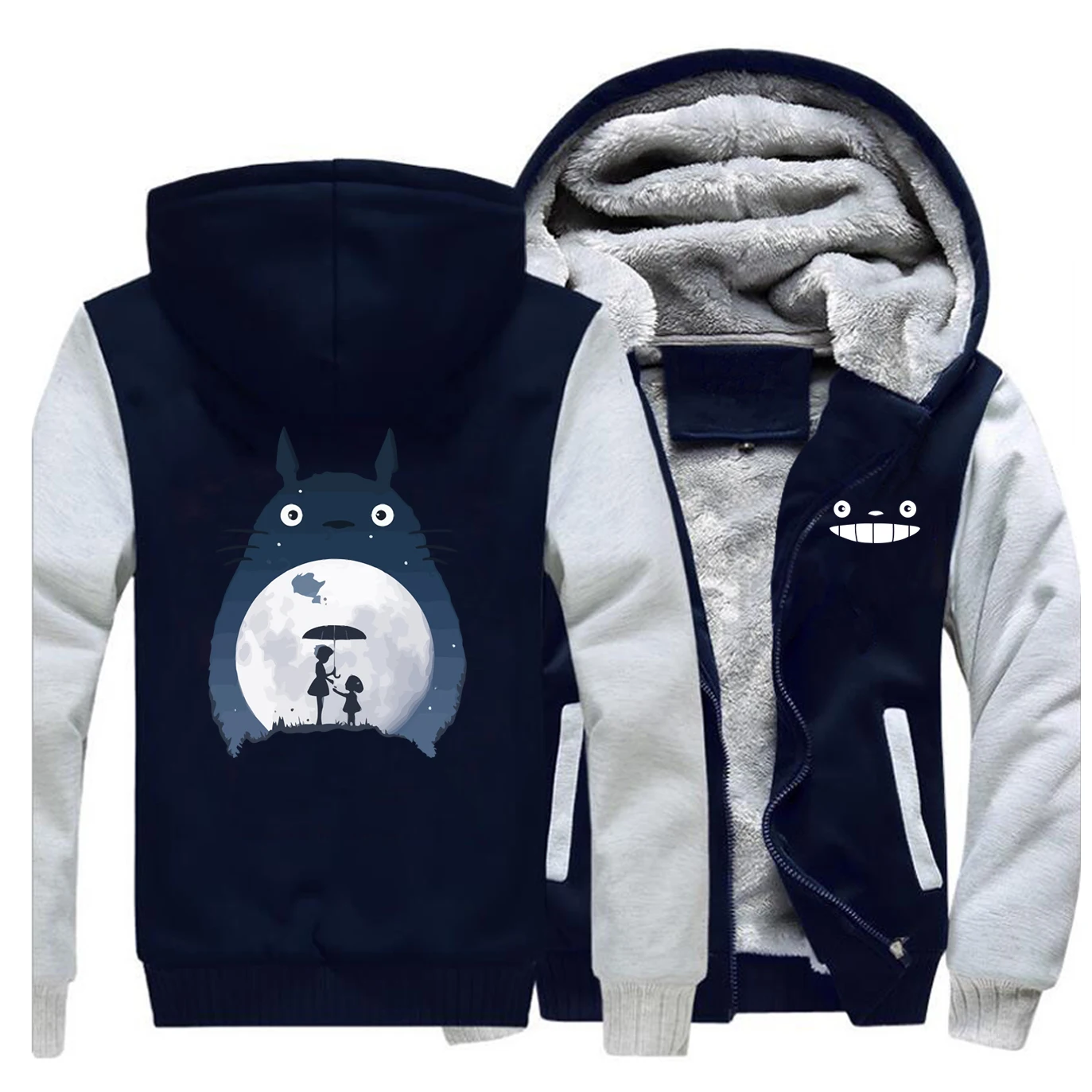 Tonari No Totoro Мужская Толстая Толстовка флисовый Свитшот теплая на молнии Coa винтажная японская куртка в стиле аниме уличная зимняя Толстовка