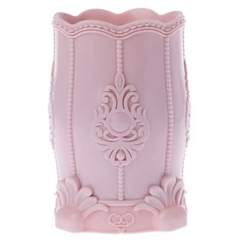 

Makeup Brush Pen Holder Cosmetic Storage Case Organizer Carved Pot Desktop Gift(Pink)