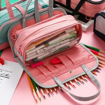 

Large Oxford Multi-layer Capacity Pencil Case Student Back to School Stationery Creative Diy Painting Pencil Box Storage Bag