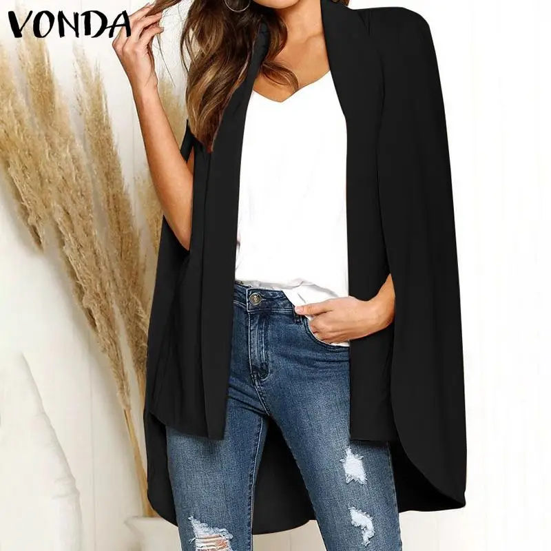 Осенне-зимние куртки для женщин Офисная Женская верхняя одежда VONDA женские пальто куртки с отложным воротником размера плюс S-5XL