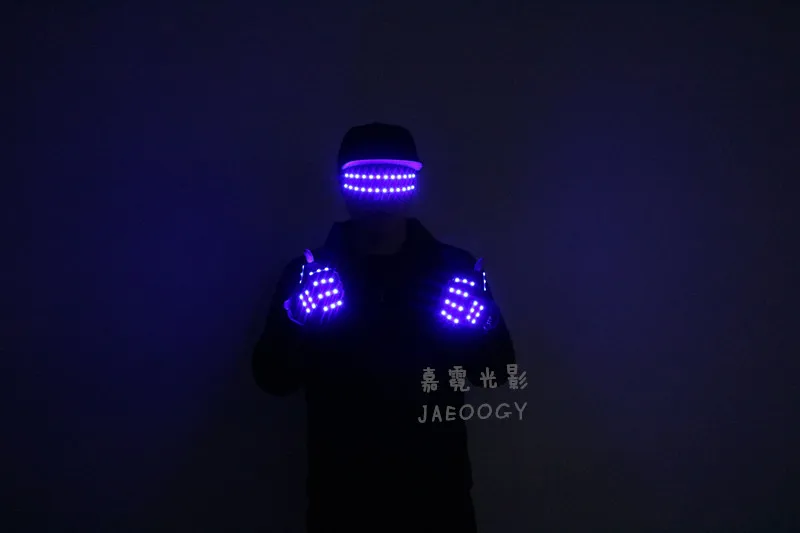 New ree Shipping Bright LED Stage Costumes LED Gloves, Luminous LED Glasses, Laser Stage Props Party Supplies - Цвет: Blue gloves glasses