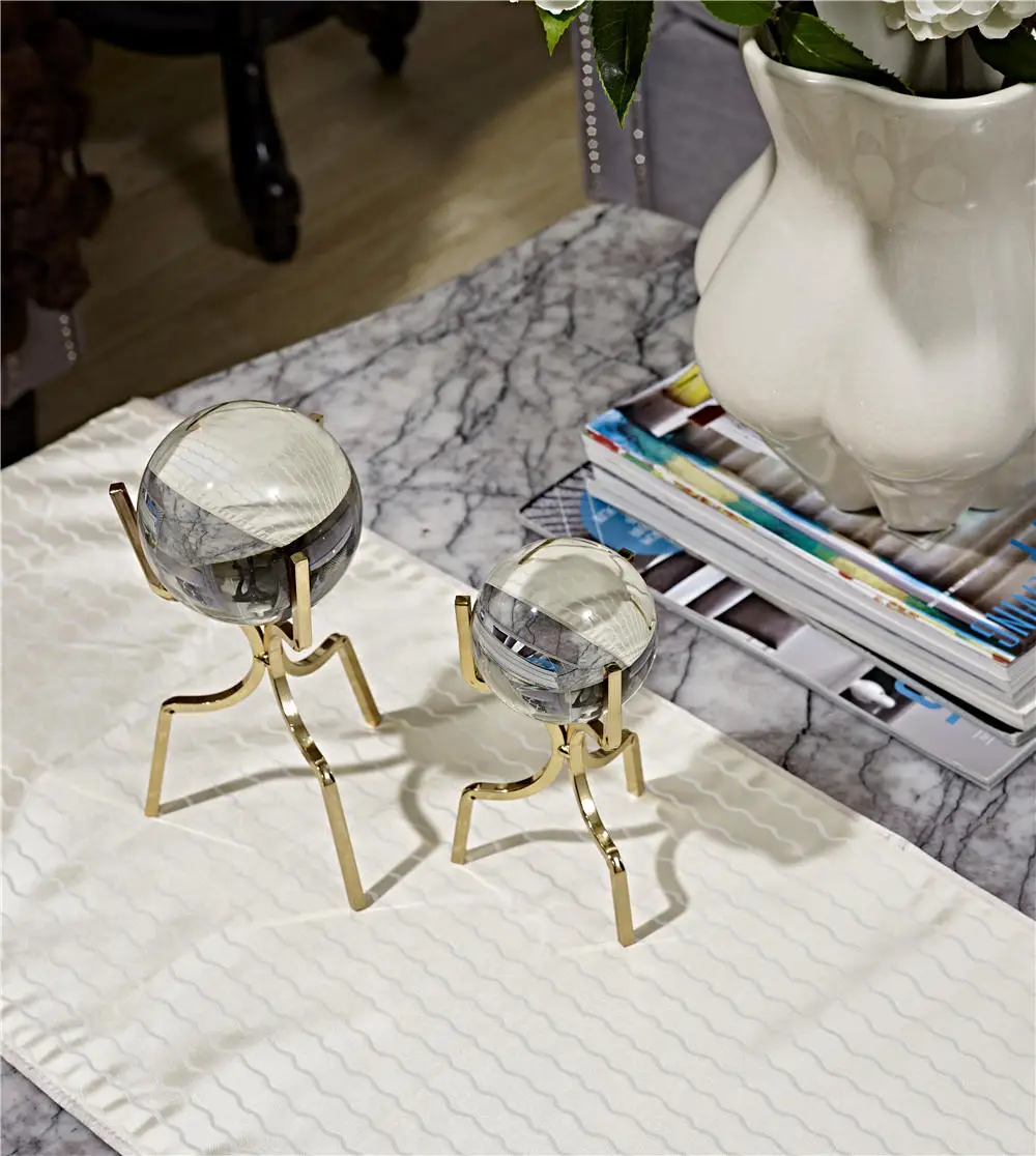 

Triple Crystal Home Office Decorations Ornaments Table Centerpieces for Living Room Bedroom 2 Pcs