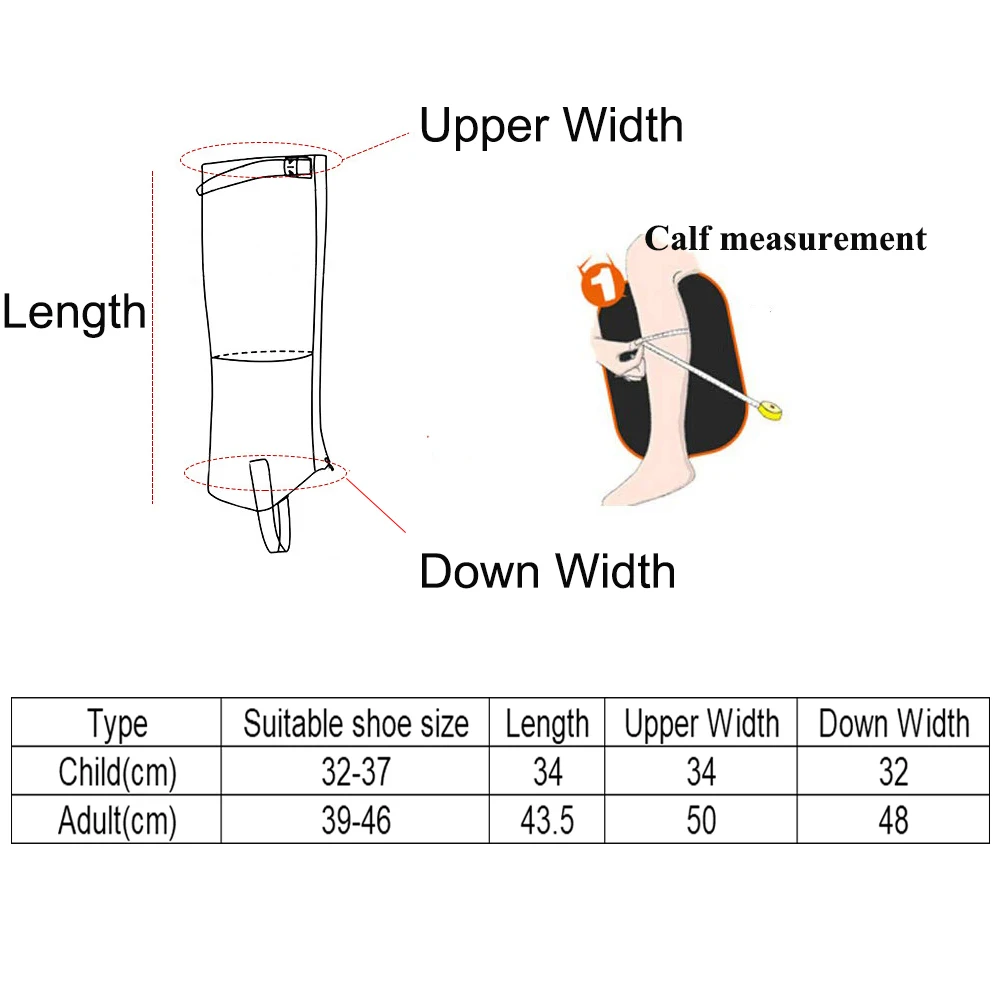 Unisex Waterproof Snow Gaiters Leg Covers Climbing Camping Hiking Ski