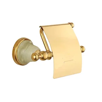 

Brass/copper gold toilet/WC Roll tissue paper organizer polished jade base bathroom tissue hangers wall mounted